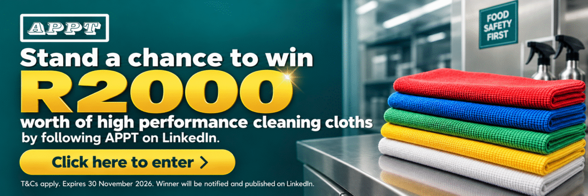 APPT competition: follow APPT on LinkedIn for a chance to win R2,000 worth of cleaning cloths