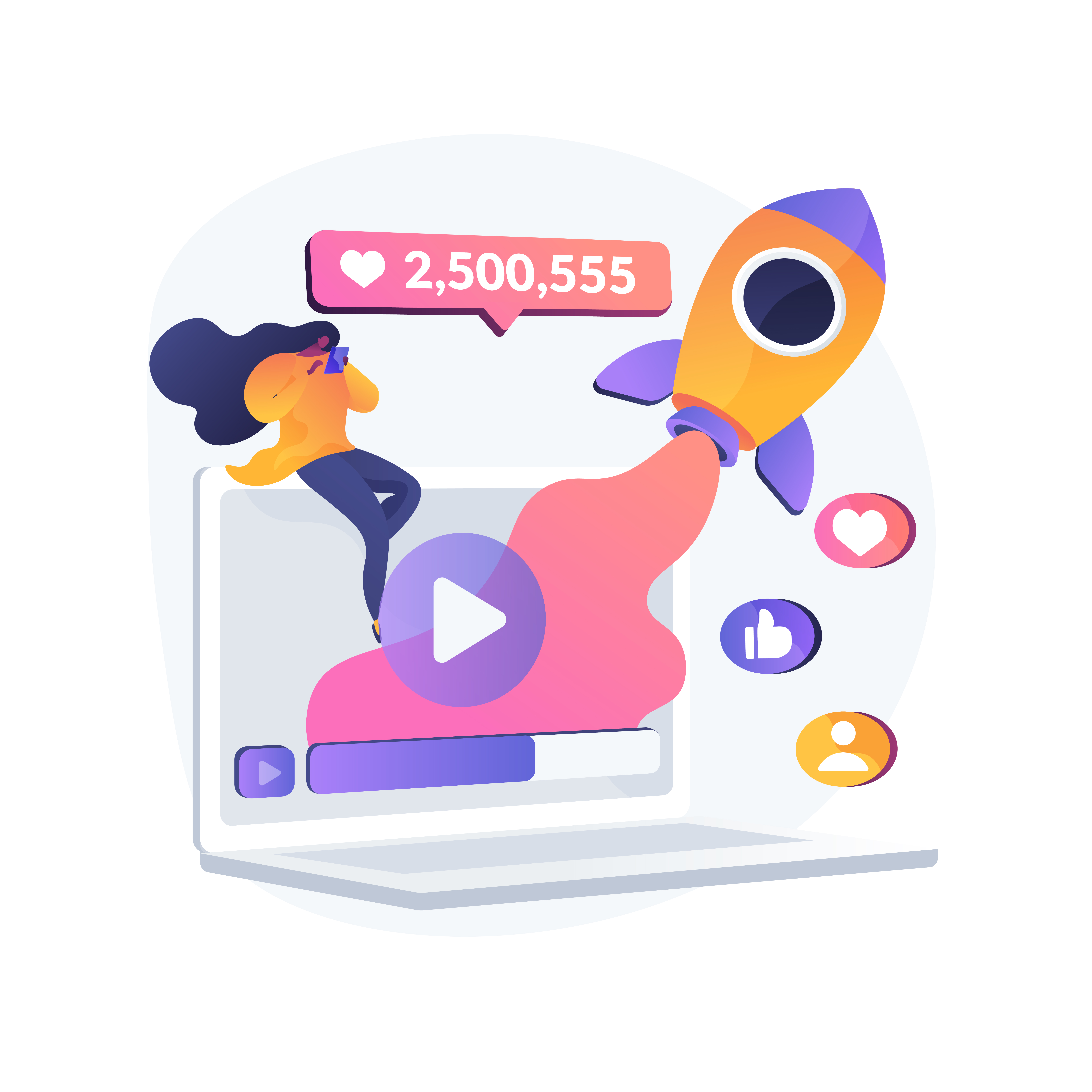 Viral content abstract concept vector illustration. Internet meme, viral content trends, social media marketing strategy, best sharing post, video production, high engagement abstract metaphor.