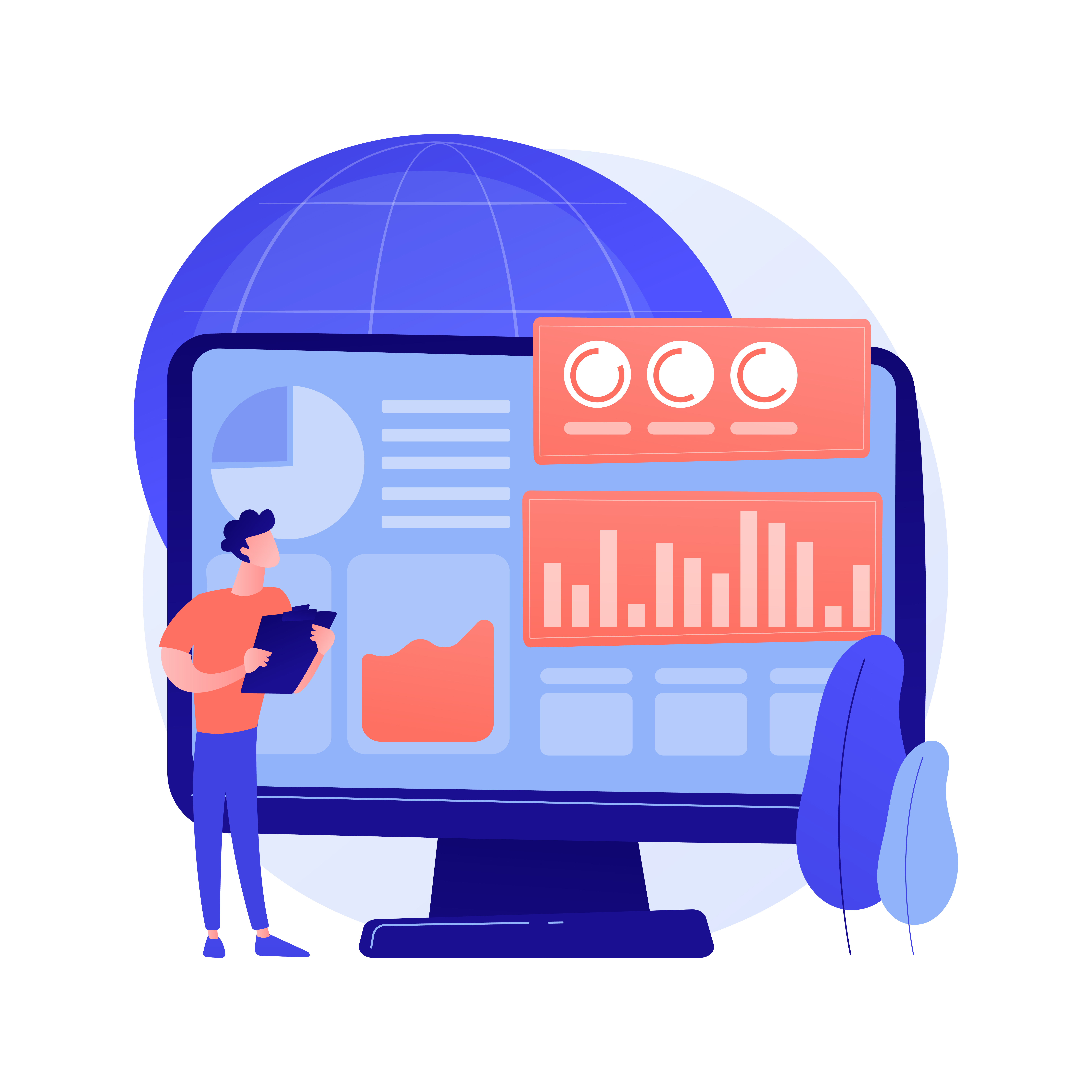 Environment data analytics abstract concept vector illustration. Digital environmental analytics, eco data technology, environmental topics, earth observation, global business abstract metaphor.